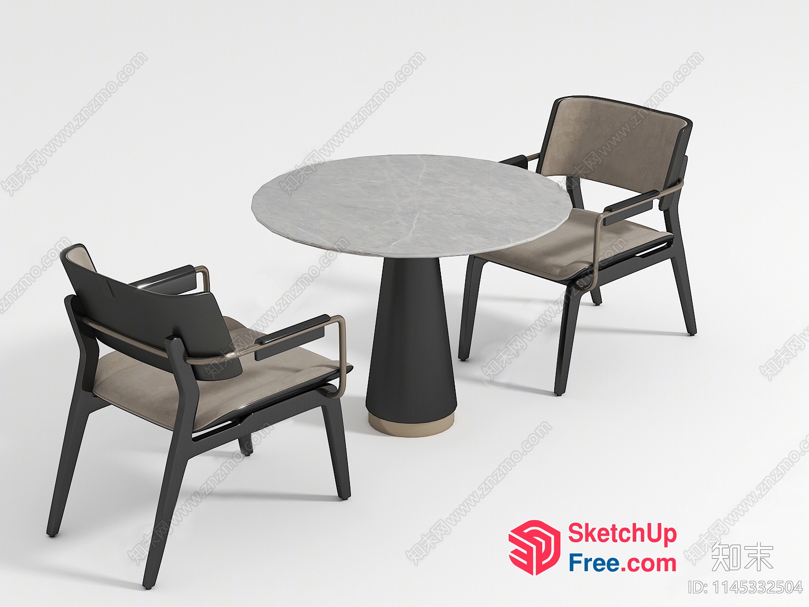 Modern Minimalist Furniture Set With Marble Table 3D SketchUp File