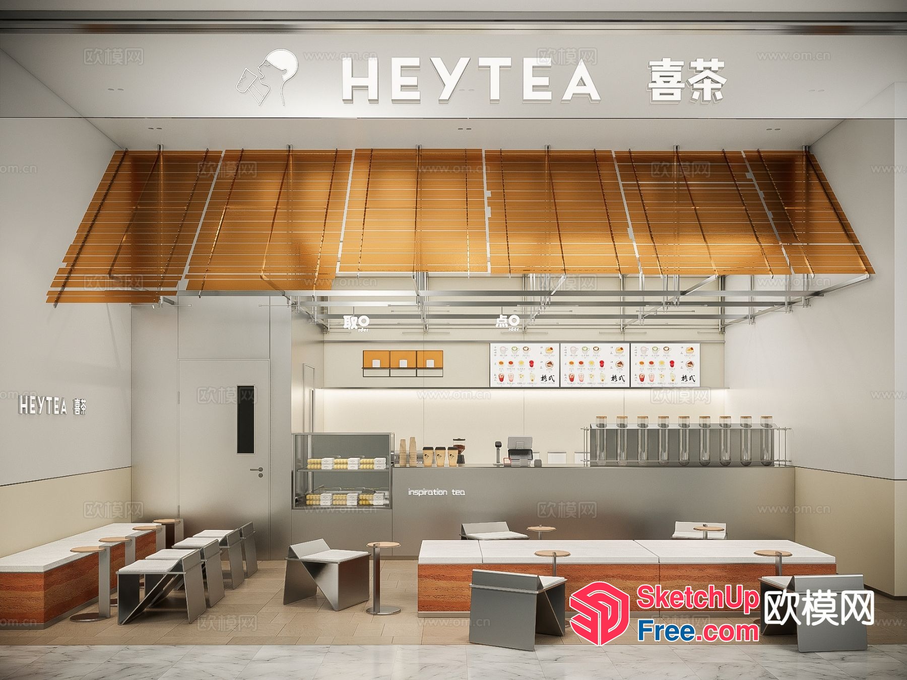 Modern And Minimalist Tea Shop Interior 3D SketchUp File