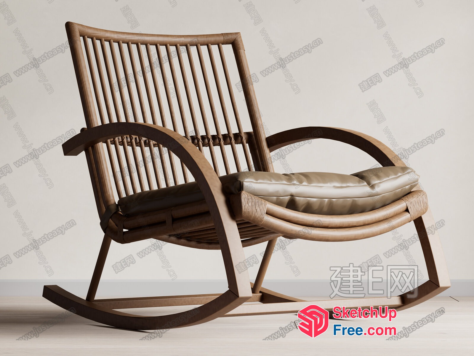 Elegant Rattan Rocking Chair 3D SketchUp File