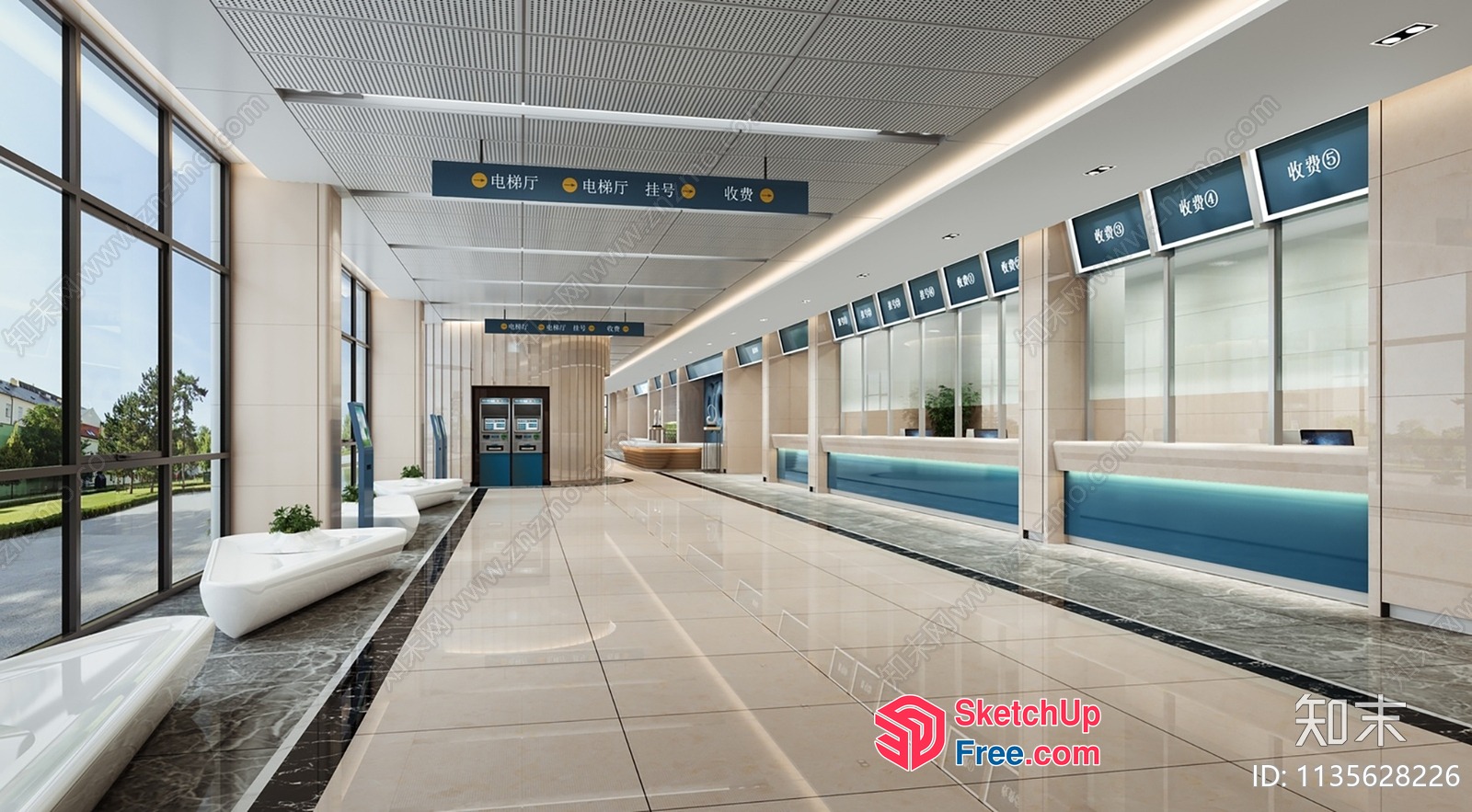 Luxurious Modern Office Lobby 3D SketchUp File
