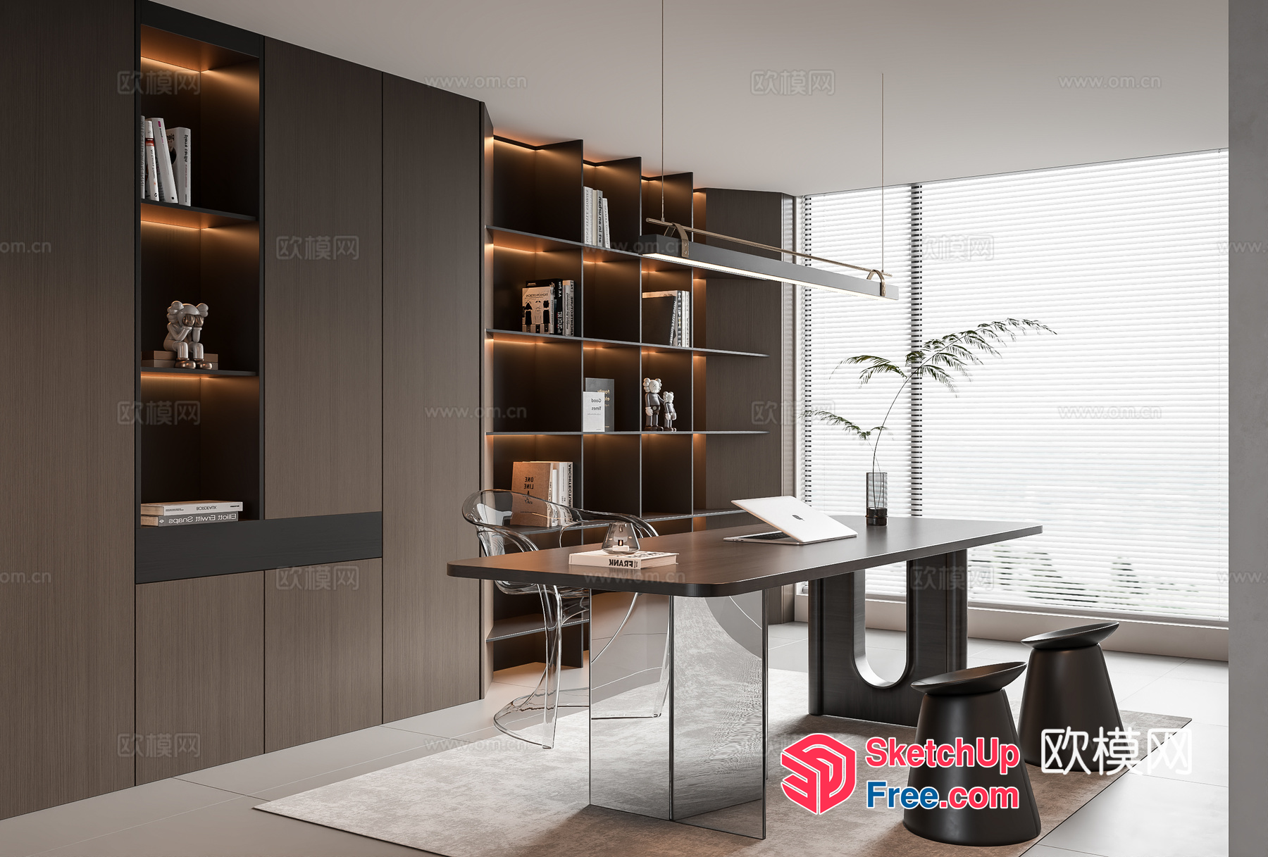 Modern Minimalist Office Space With Natural Light 3D SketchUp File