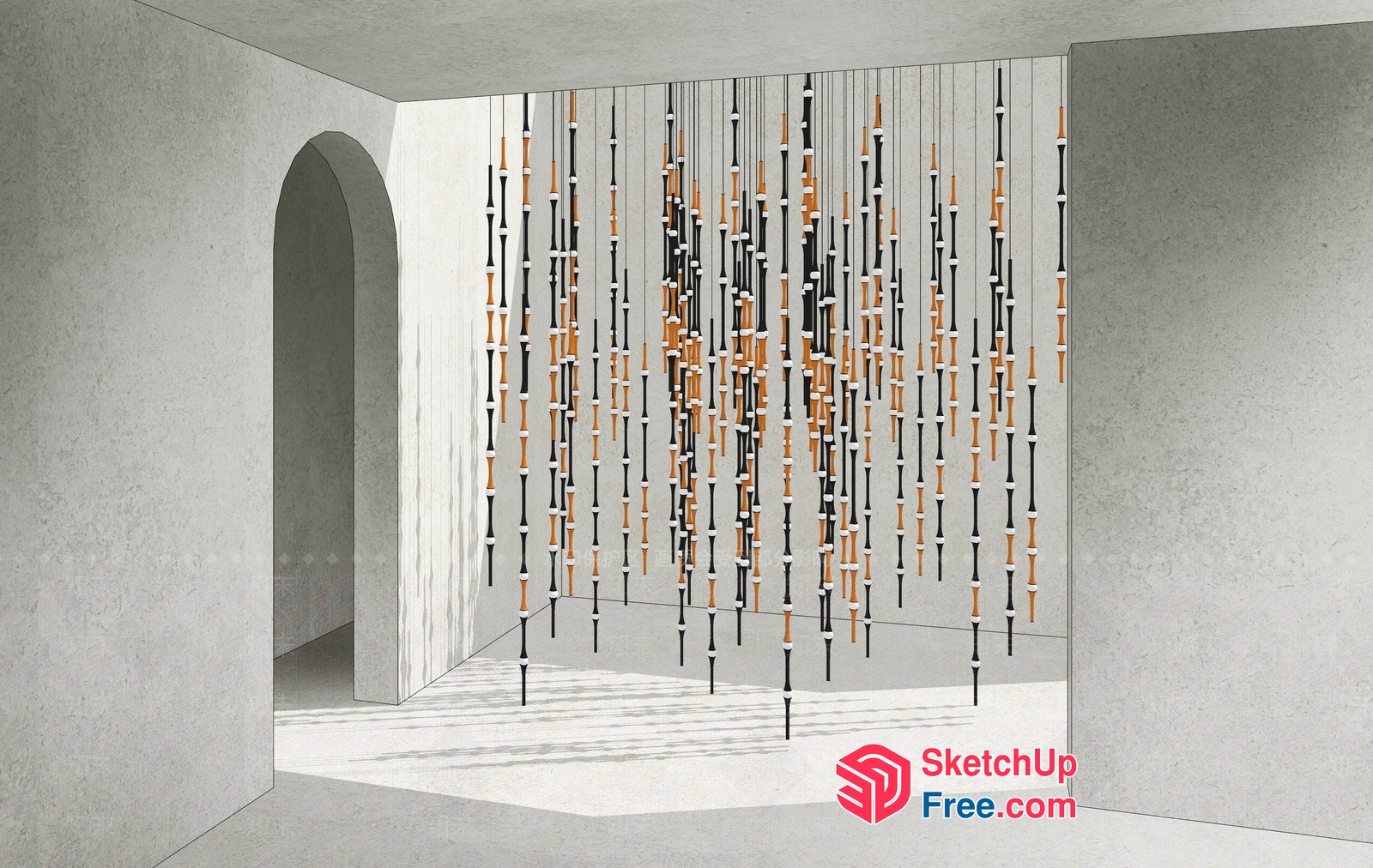 Elegant Hanging Decorative Elements In A Modern Space 3D SketchUp File