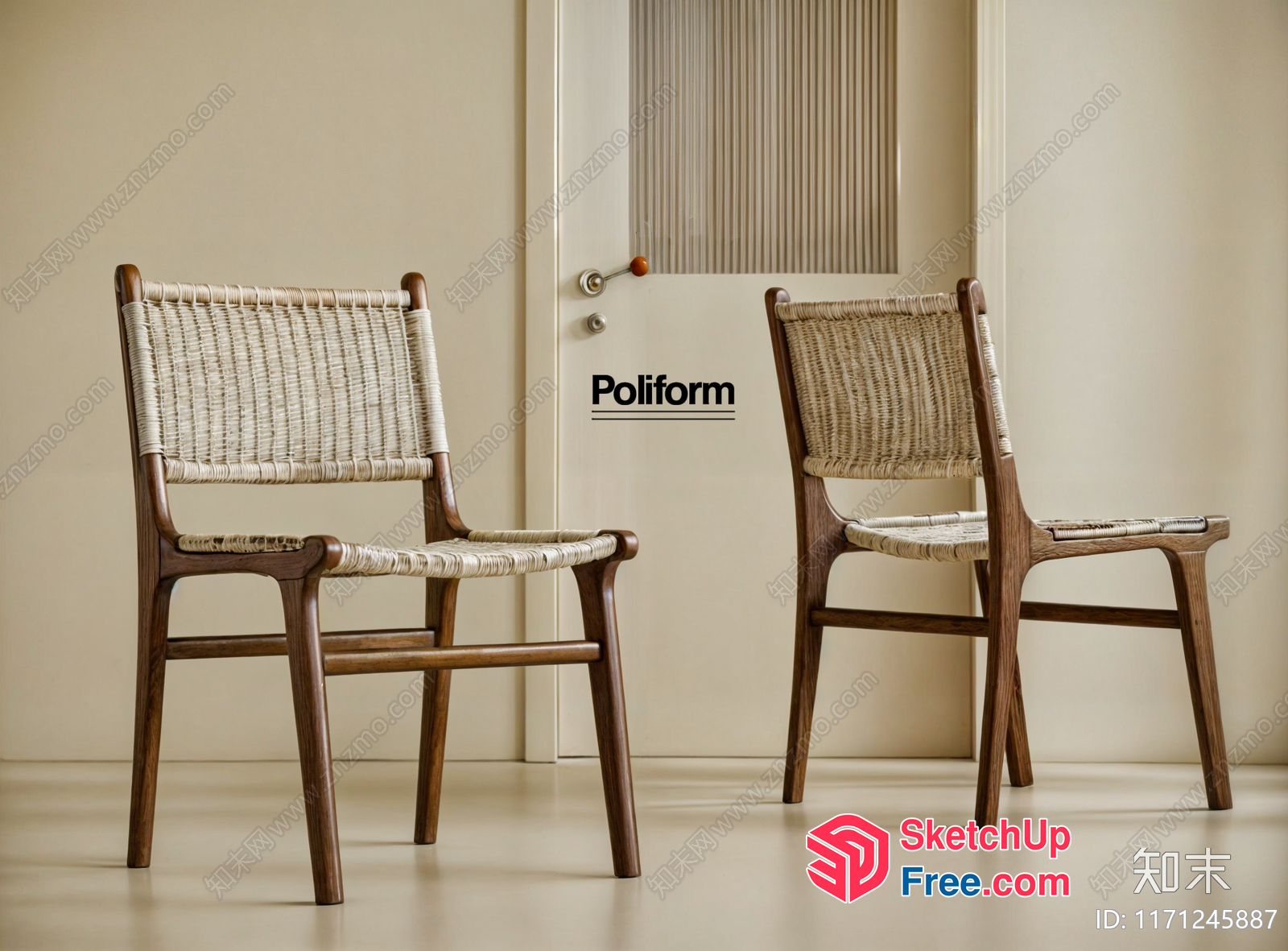 Elegant Modern Chairs In Creamy Style 3D SketchUp File