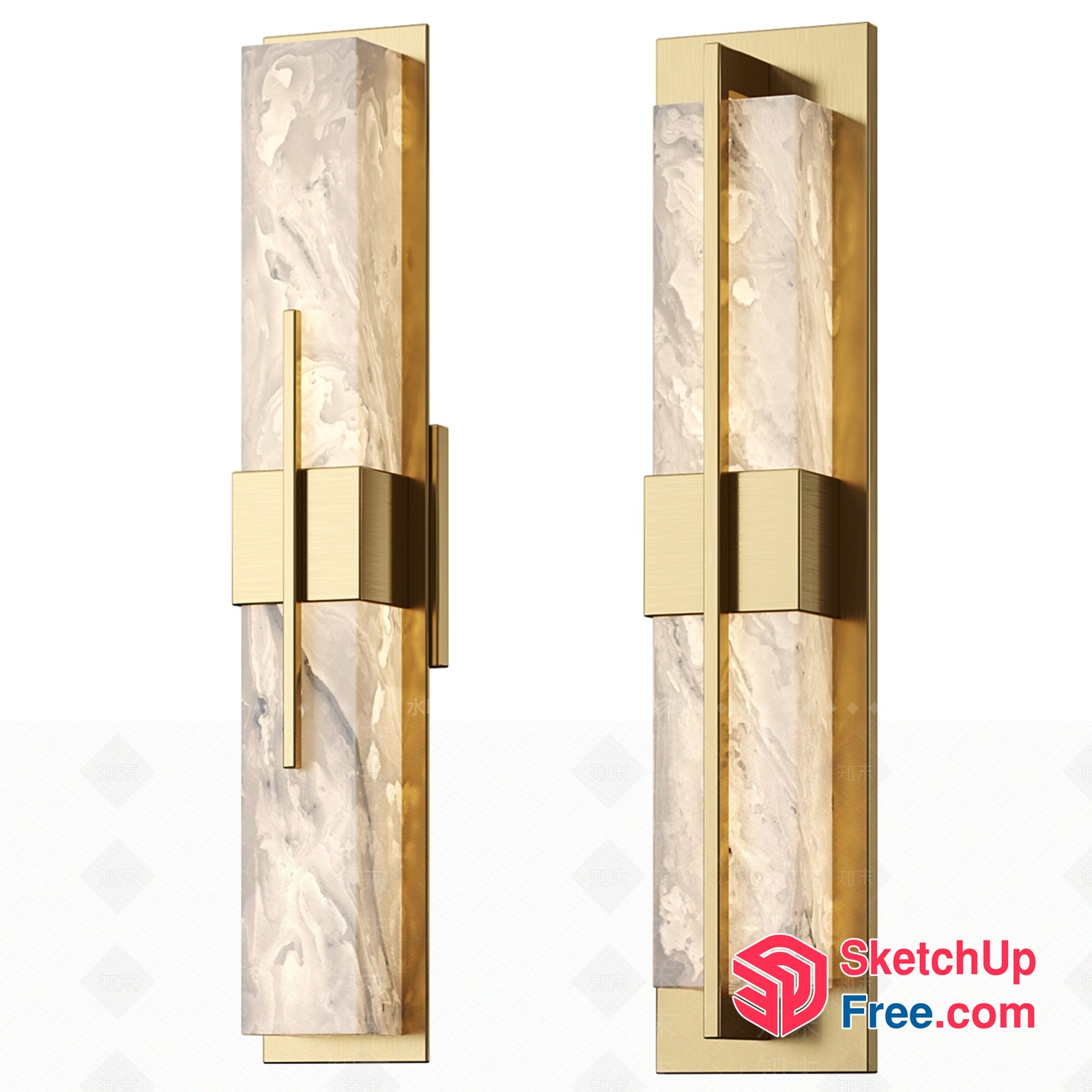 Elegant Marble And Gold Wall Decor 3D SketchUp File