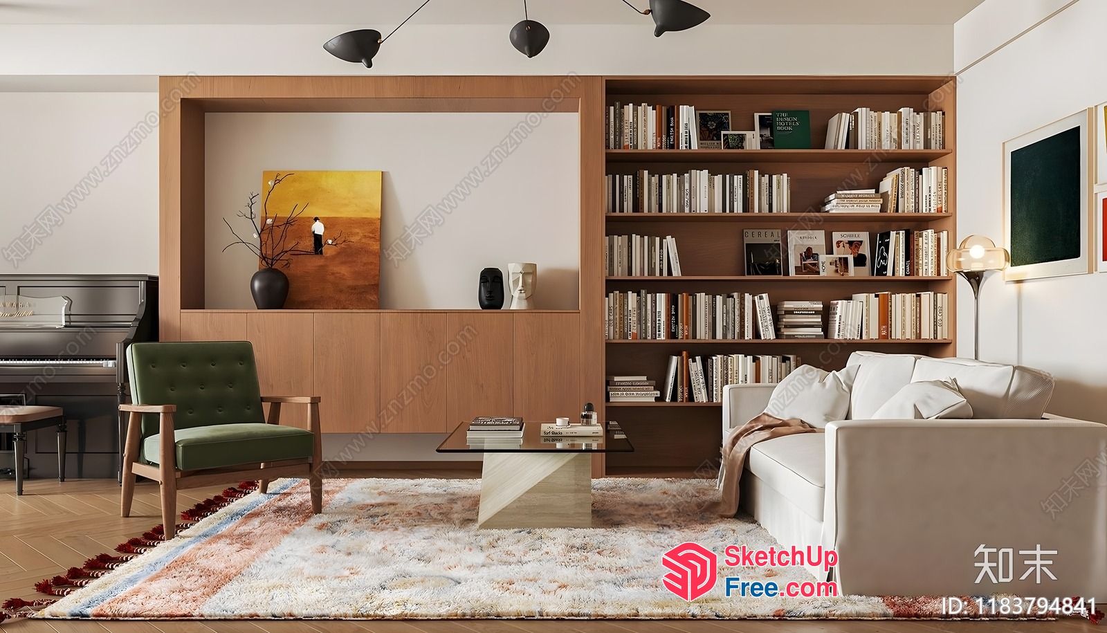 Modern Living Room With Minimalist Furniture And Natural Colors 3D SketchUp File