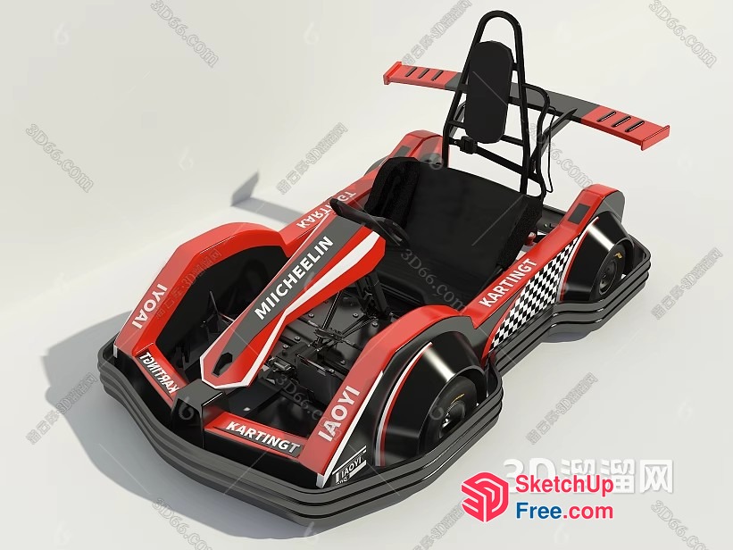 Red And Black Racing Kart 3D SketchUp File