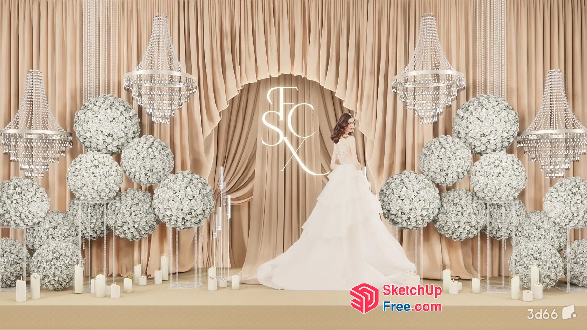 Elegant Wedding Ceremony Setup 3D SketchUp File