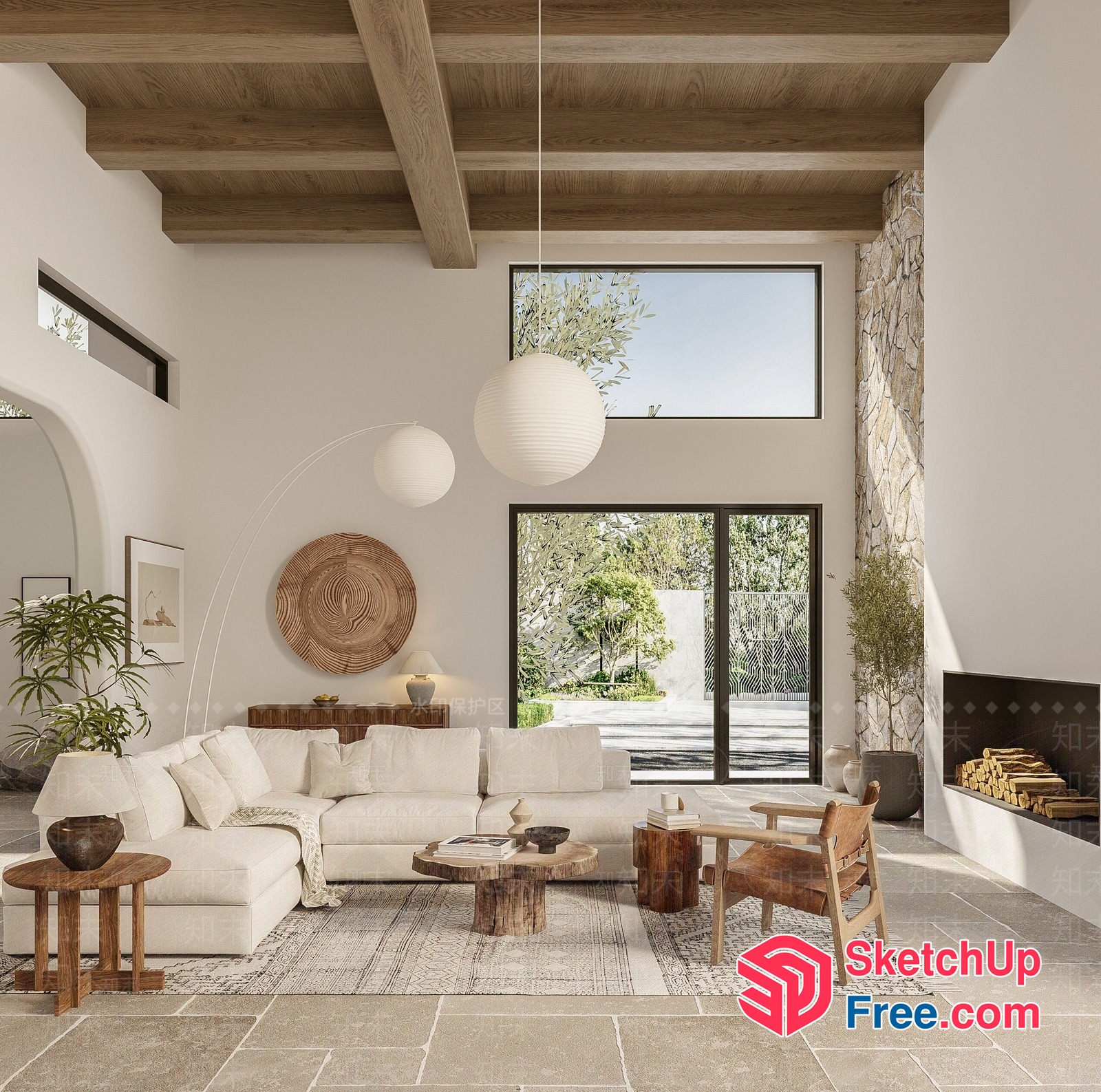 Minimalist Scandinavian Living Room Design With Natural Elements 3D SketchUp File