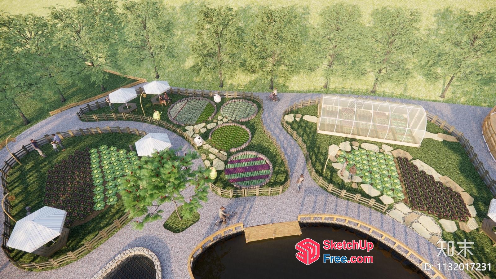 Aerial View Of A Serene Vegetable Garden 3D SketchUp File