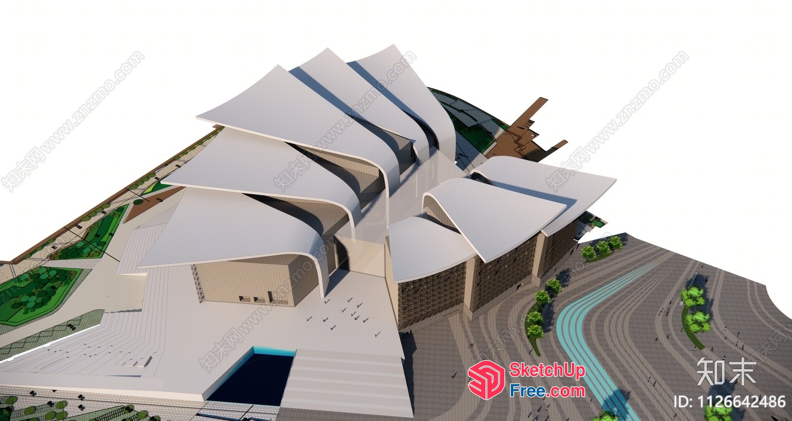 Futuristic Modern Building Exterior Design 3D SketchUp File