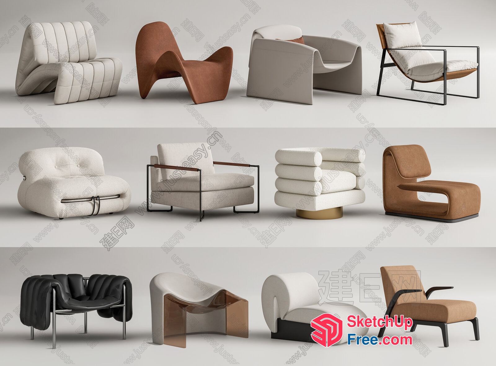 Modern Minimalist Lounge Chairs 3D SketchUp File