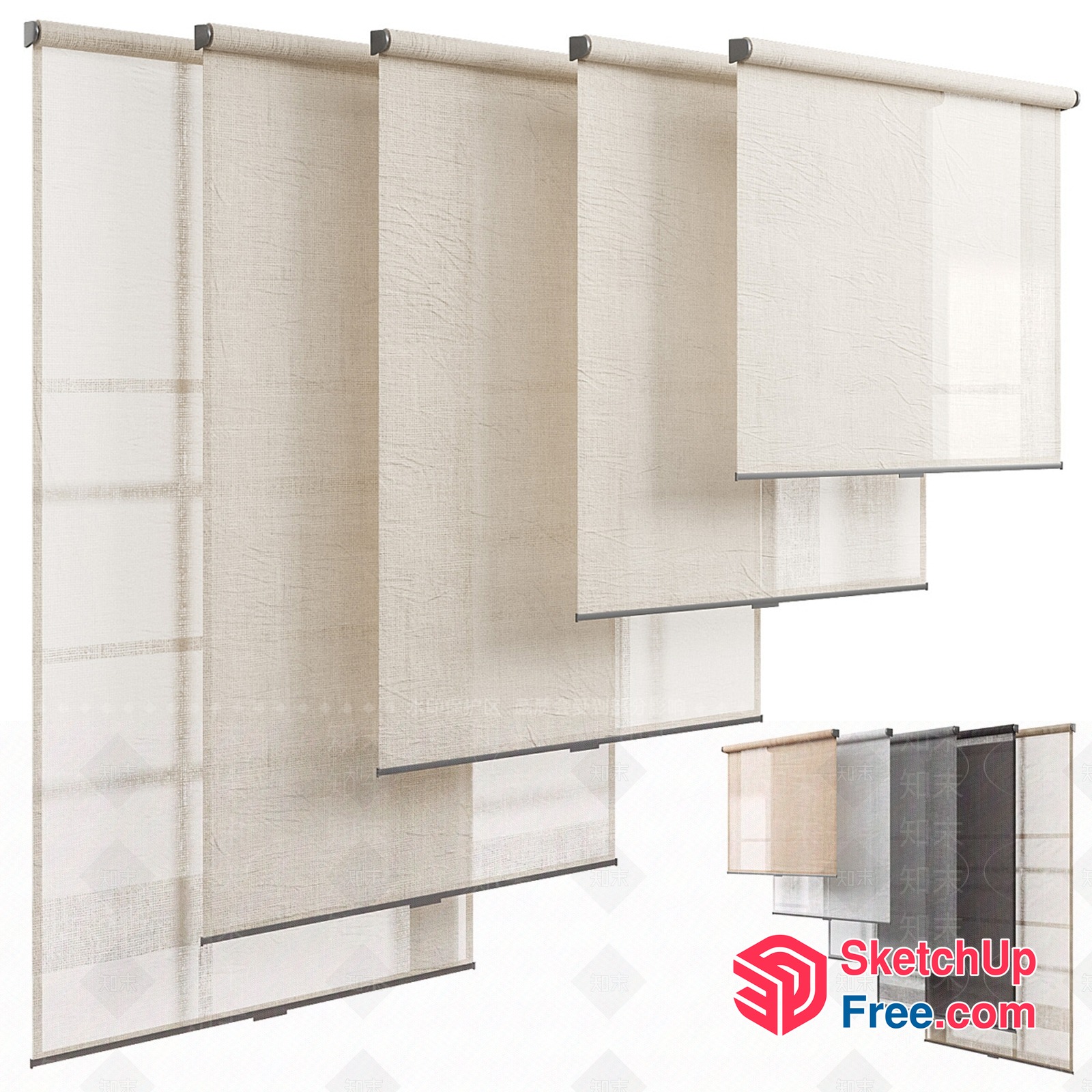 Hanging Window Shades Collection 3D SketchUp File