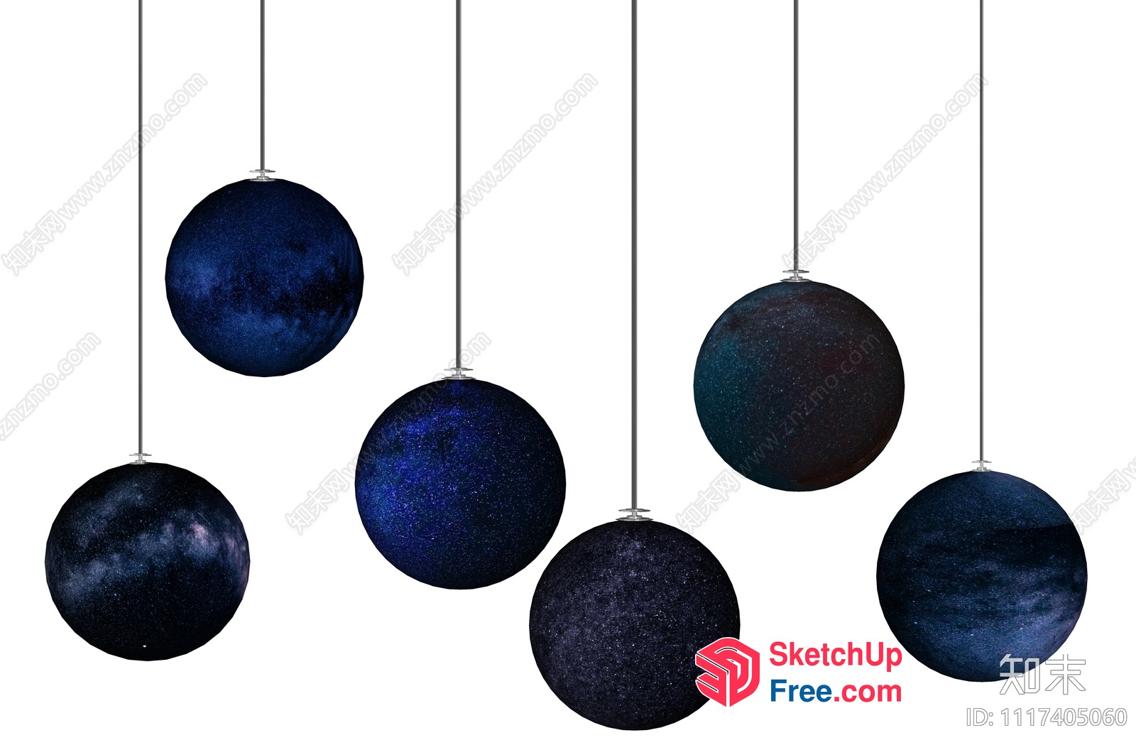 Hanging Black Ornaments In A Row 3D SketchUp File