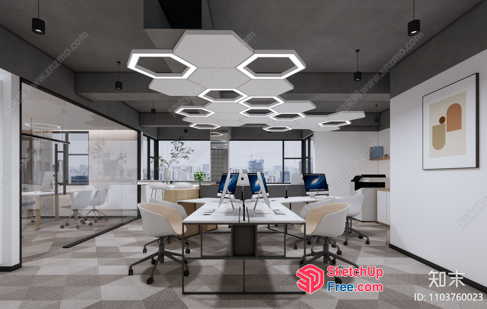 Modern Office Space With Sleek Furniture And Natural Light 3D SketchUp File