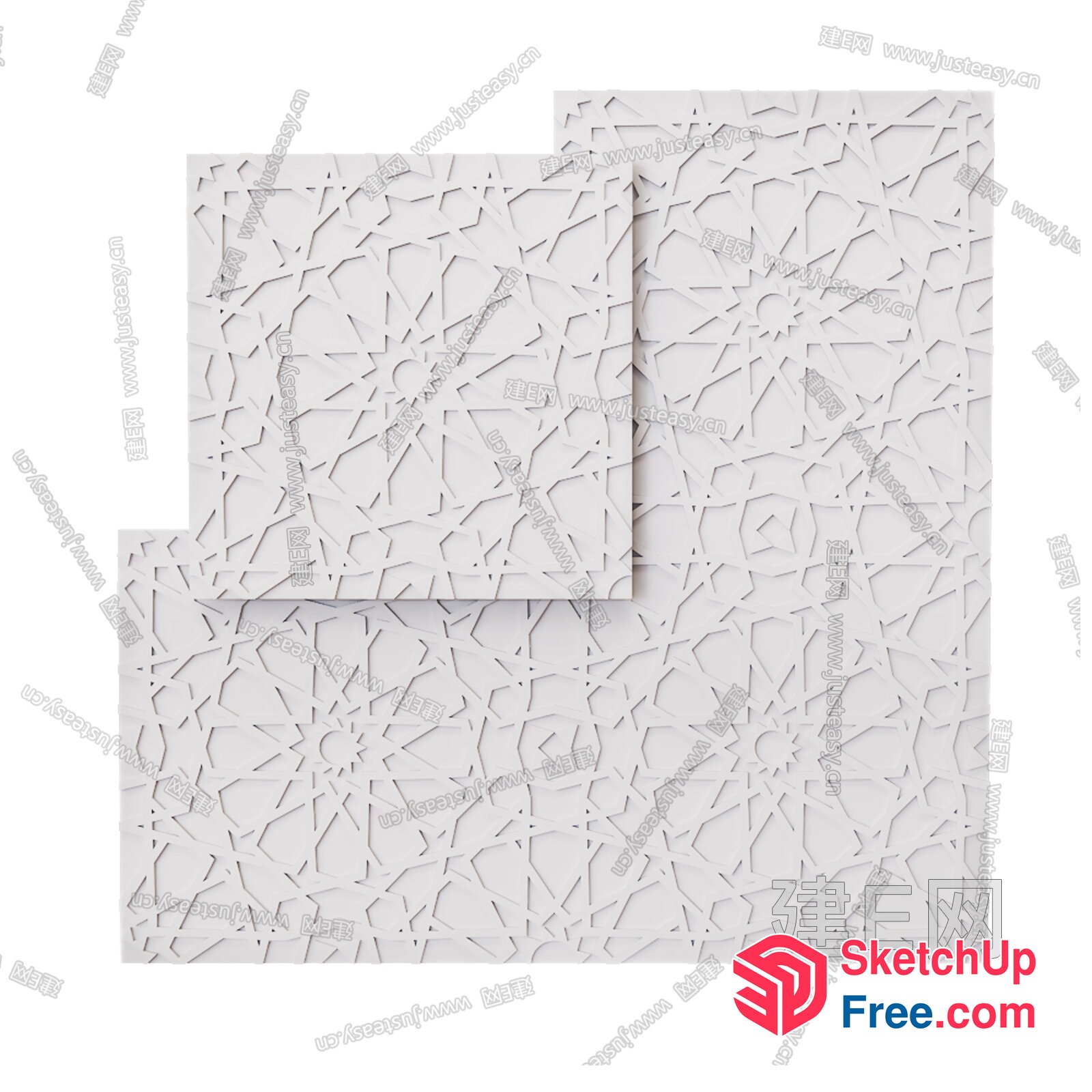 White Modern Geometric Patterned Ceiling Tiles 3D SketchUp File