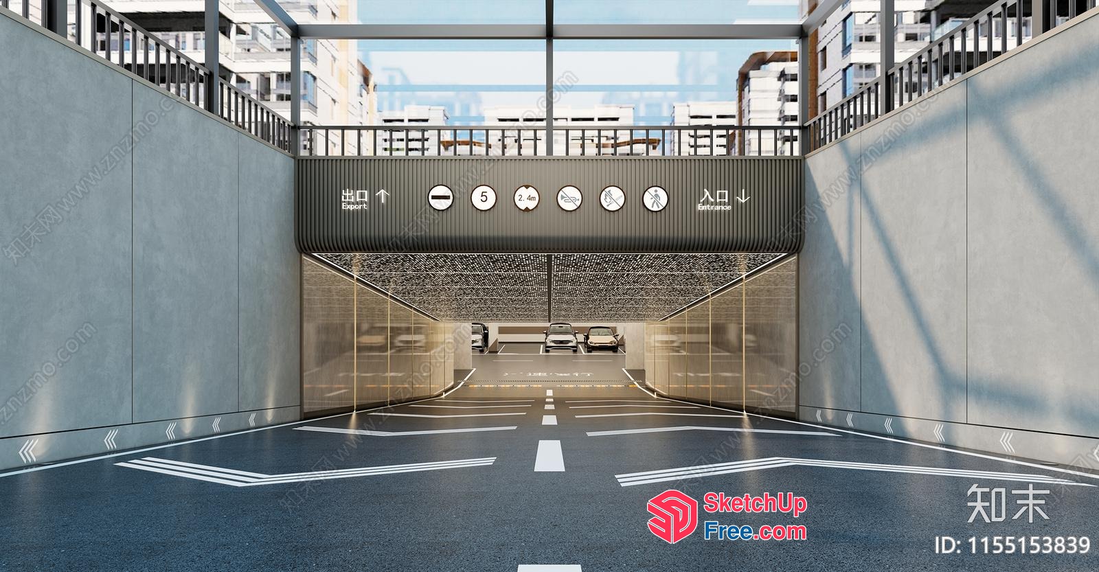 Modern Garage Interior With Parking Lot 3D SketchUp File