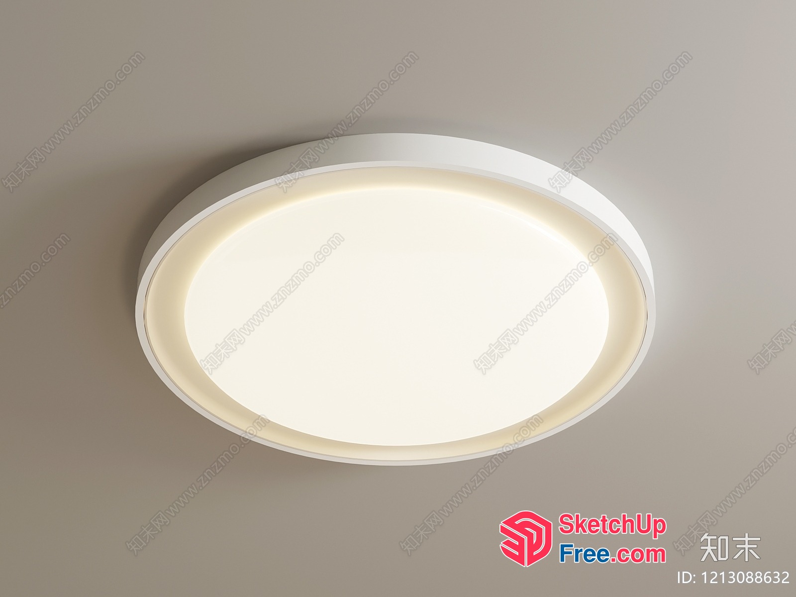 Modern Minimalist White Oval Ceiling Light Fixture 3D SketchUp File