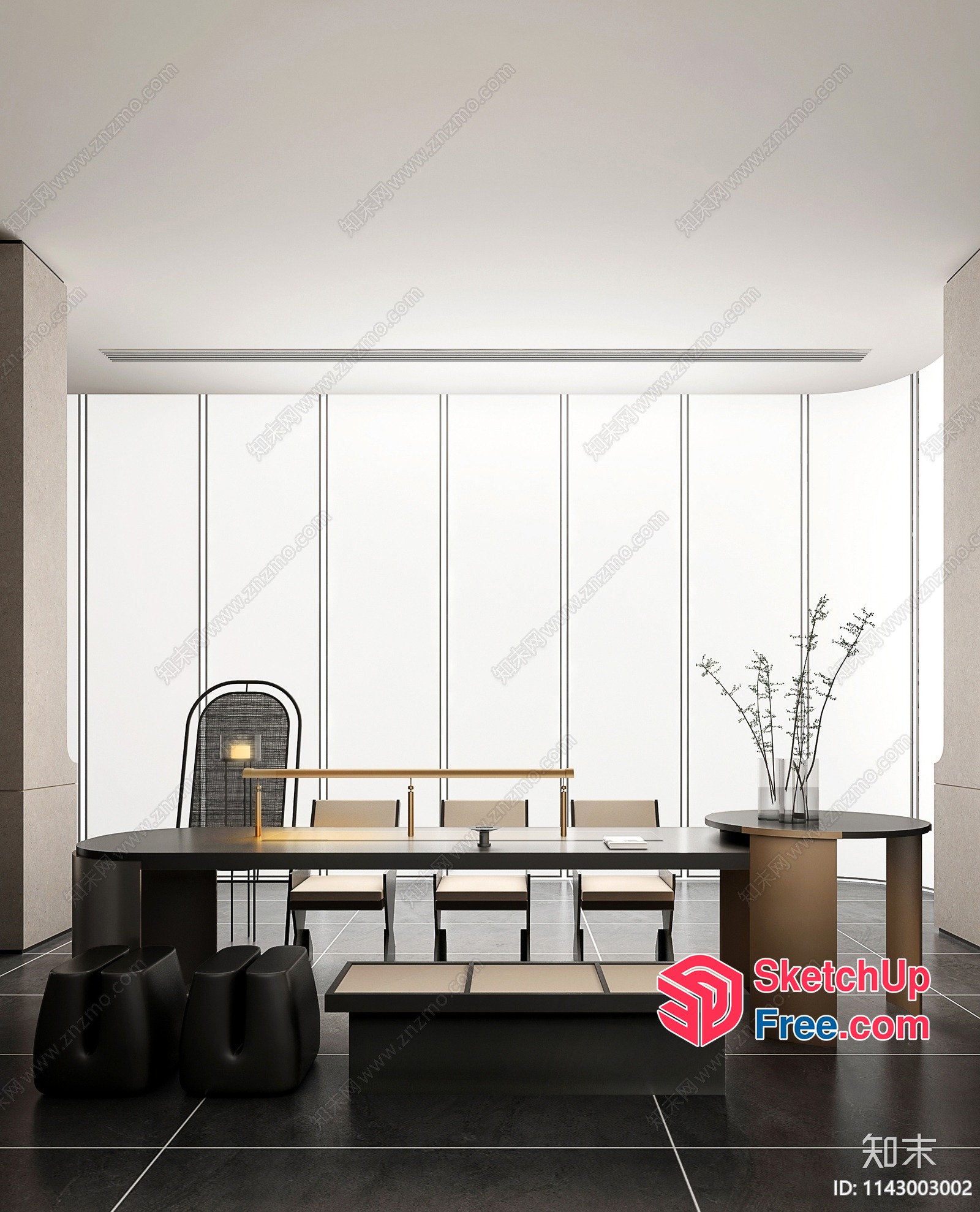 Minimalist Modern Office Space Design 3D SketchUp File