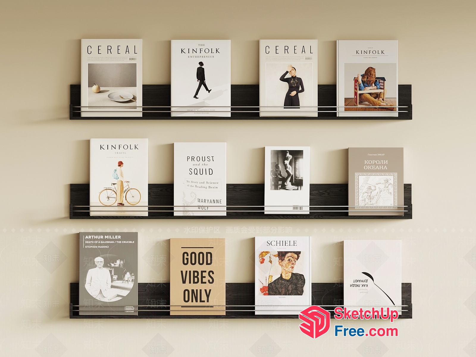 Modern Bookshelf Design With Various Book Covers 3D SketchUp File