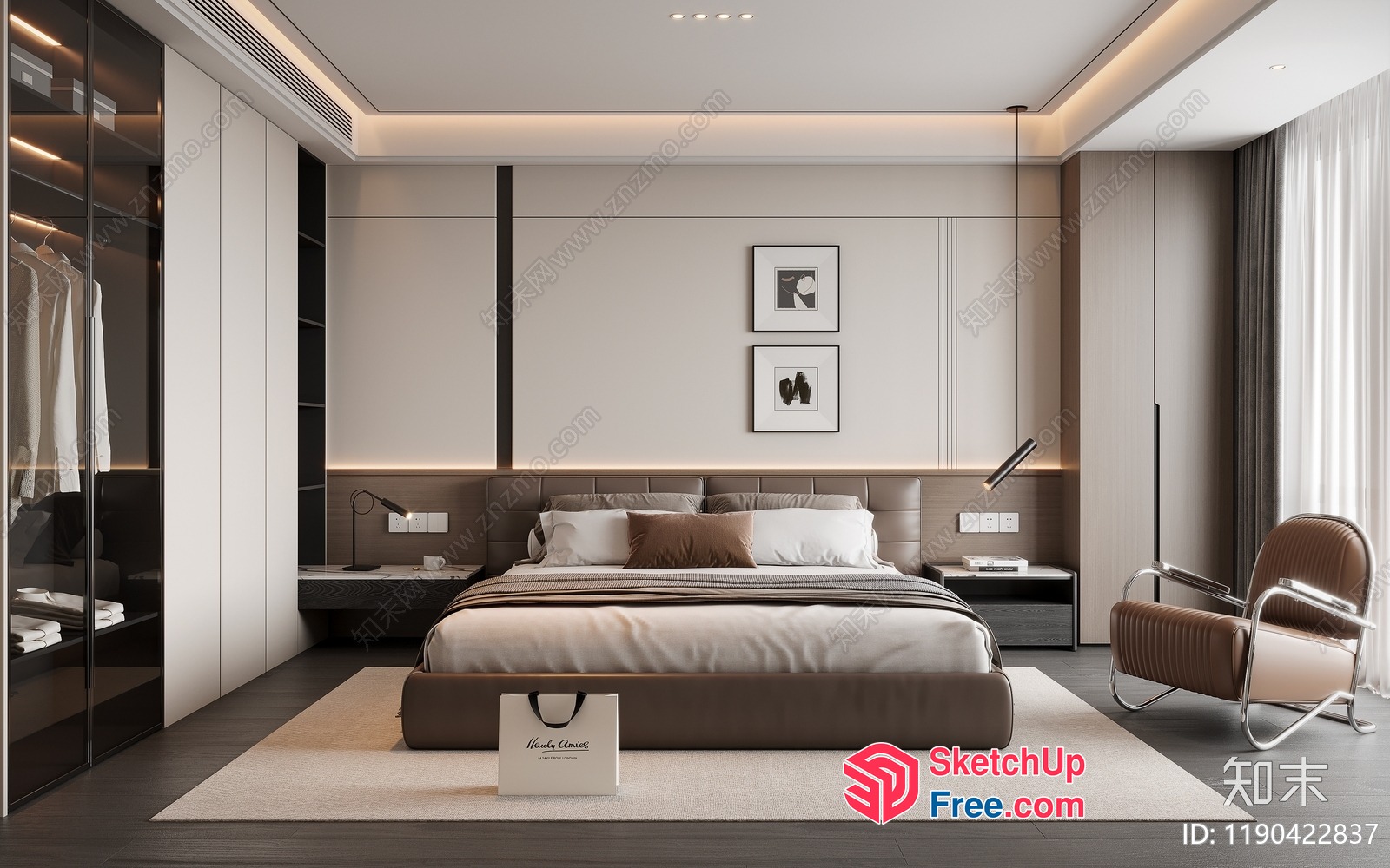 Modern Bedroom Interior With Sleek Furniture And Neutral Color Scheme 3D SketchUp File