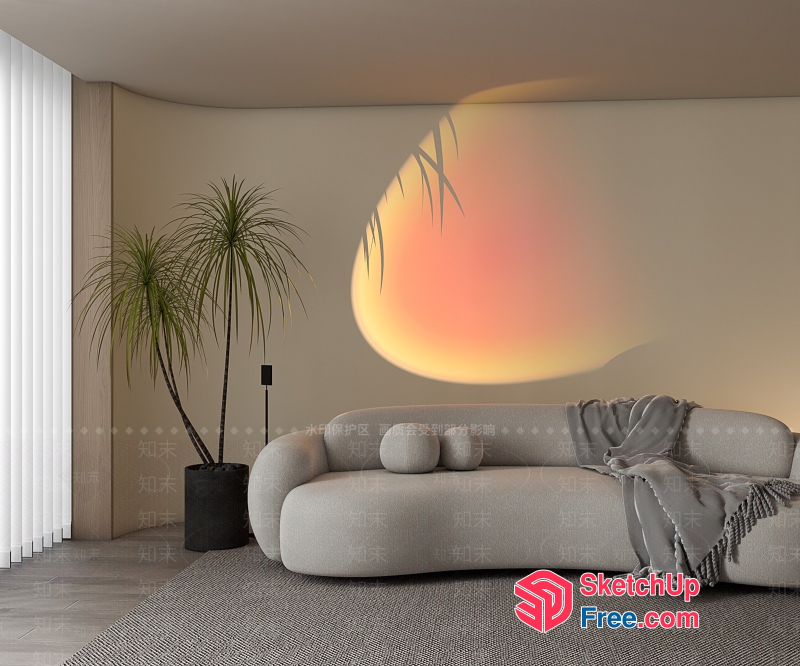Modern Minimalist Living Room With Soft Lighting 3D SketchUp File
