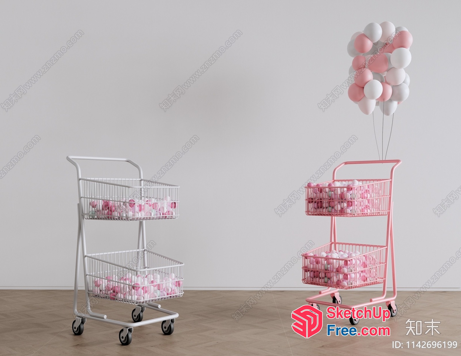 Balloons In Shopping Carts 3D SketchUp File
