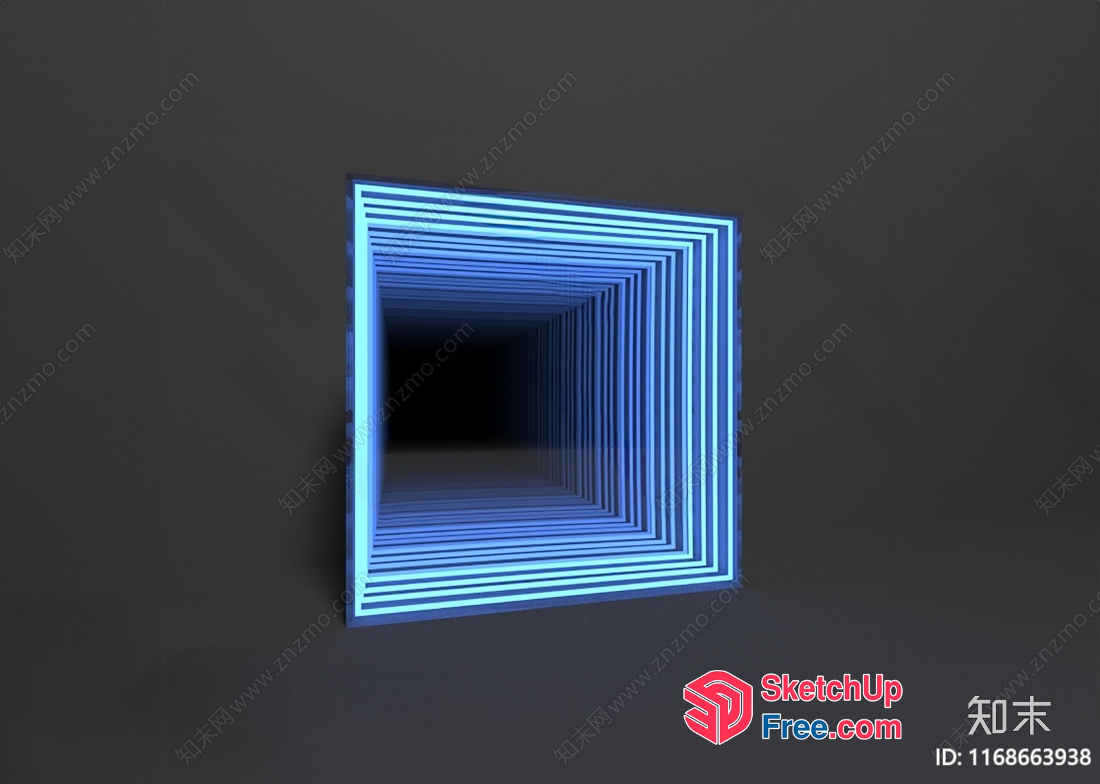 Square Tunnel In Dark Grey Background 3D SketchUp File