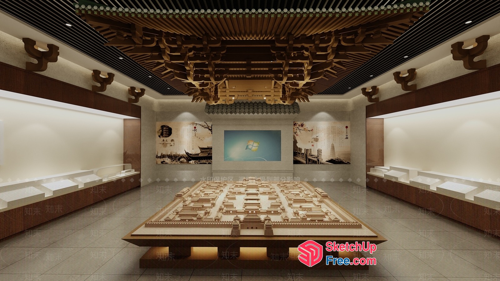Chinese Style Interior With Traditional Decor And Lighting 3D SketchUp File
