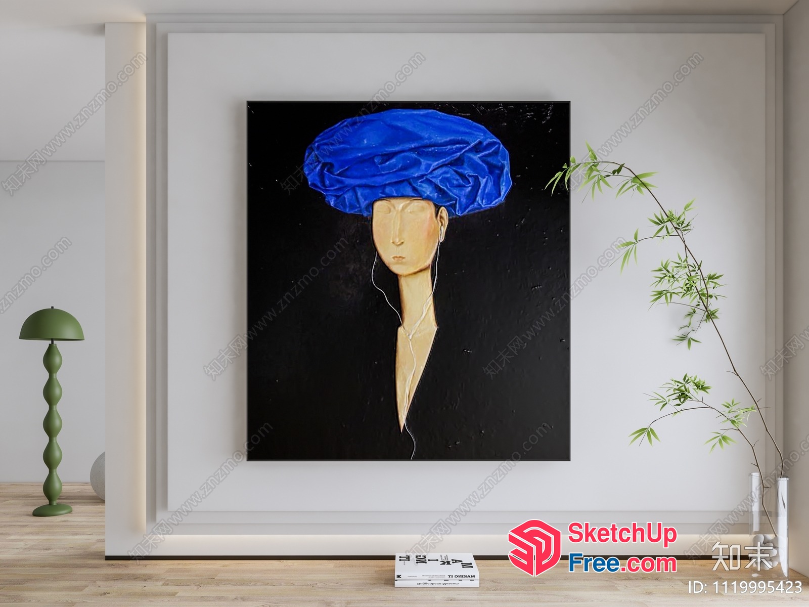Modern Painting Of A Person Wearing A Blue Hat 3D SketchUp File