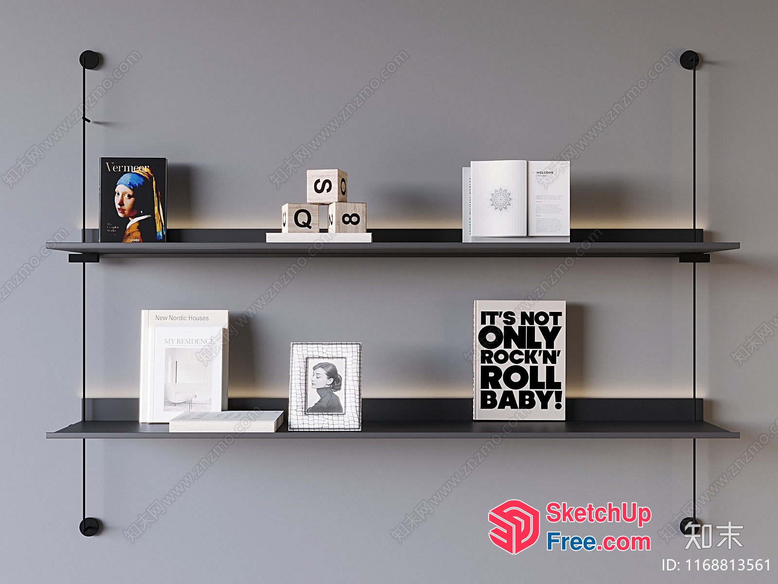Decorative Shelf With Books And Artwork 3D SketchUp File