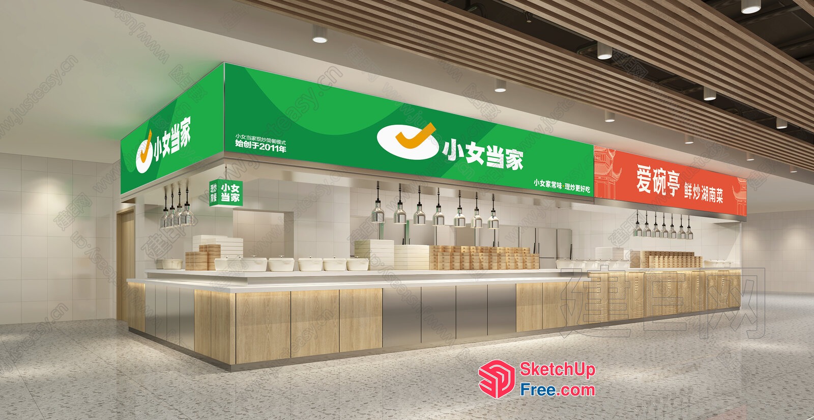 Modern Chinese Restaurant Interior 3D SketchUp File