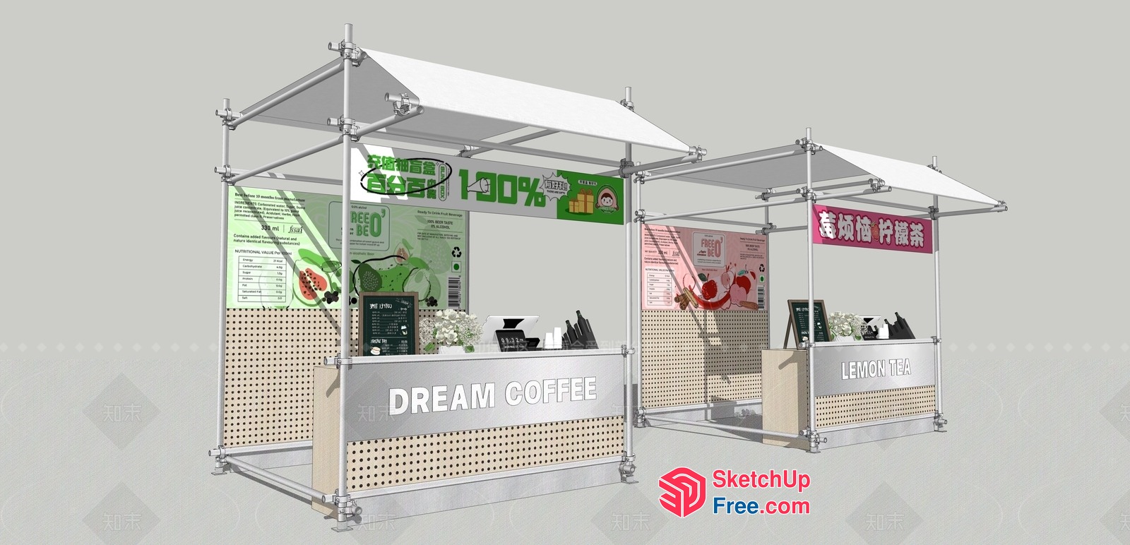 Dream Coffee And Lemon Tea Stall 3D SketchUp File