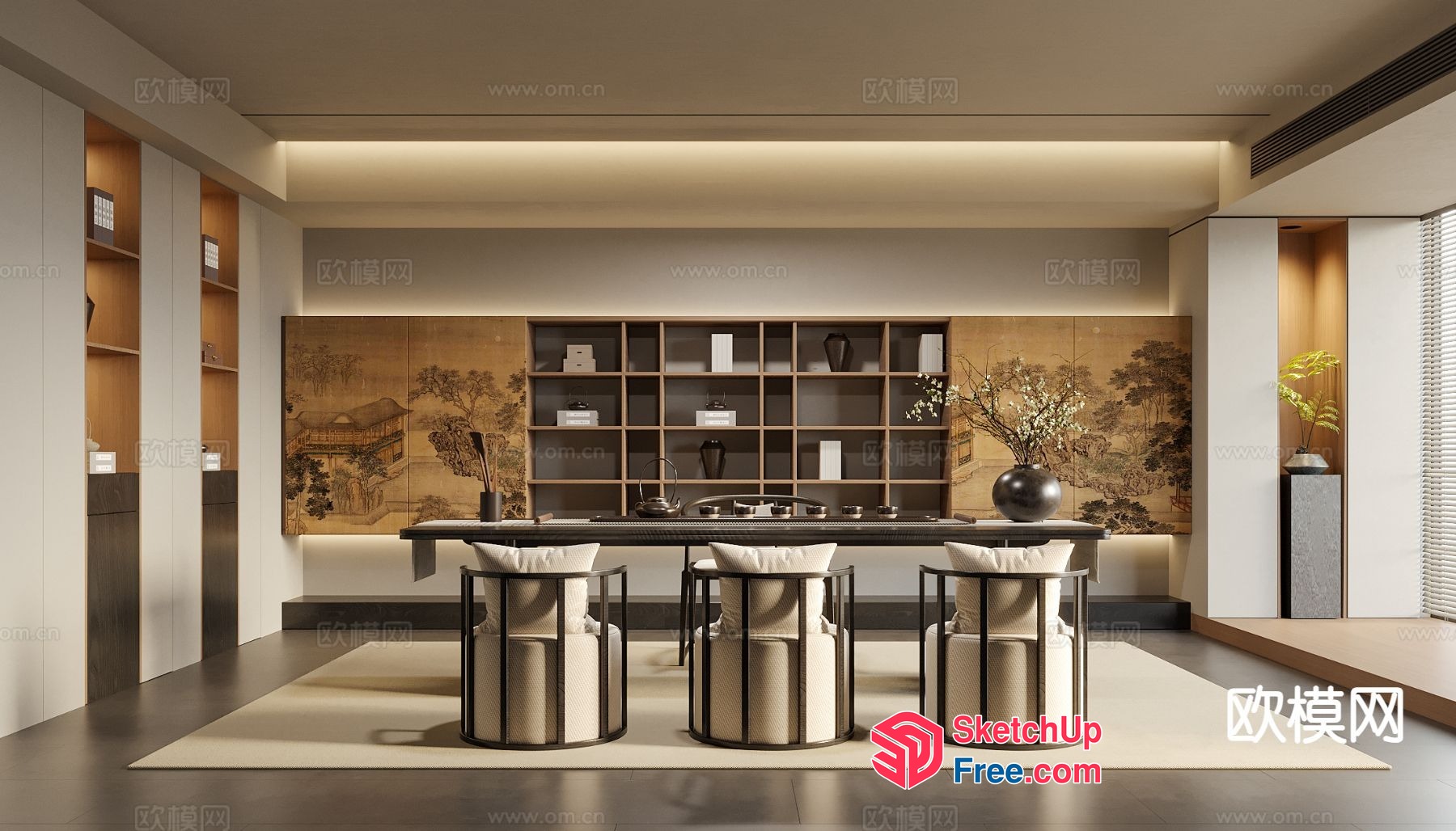 Luxurious Modern Japanese Dining Room 3D SketchUp File