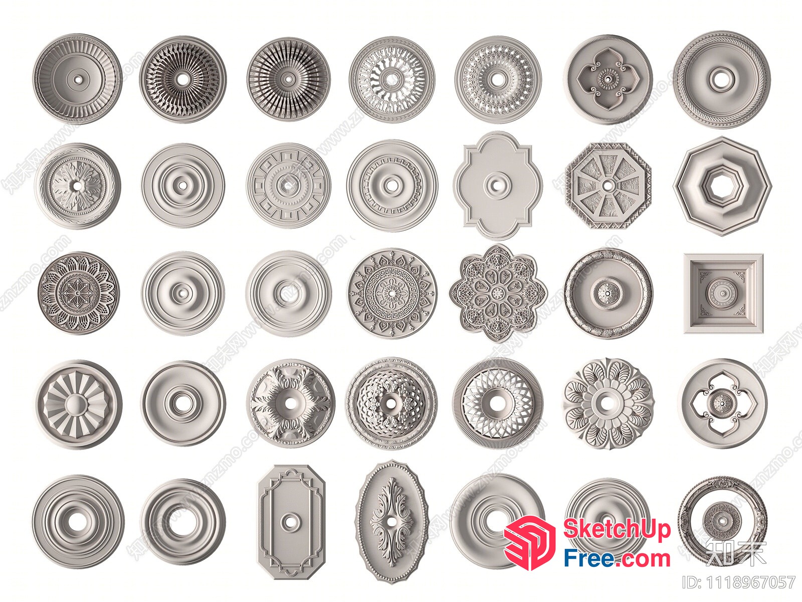 Intricate Ceiling Decorative Pieces 3D SketchUp File