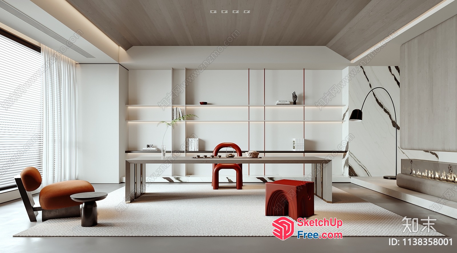 Modern Minimalist Office Space With Neutral Tones 3D SketchUp File