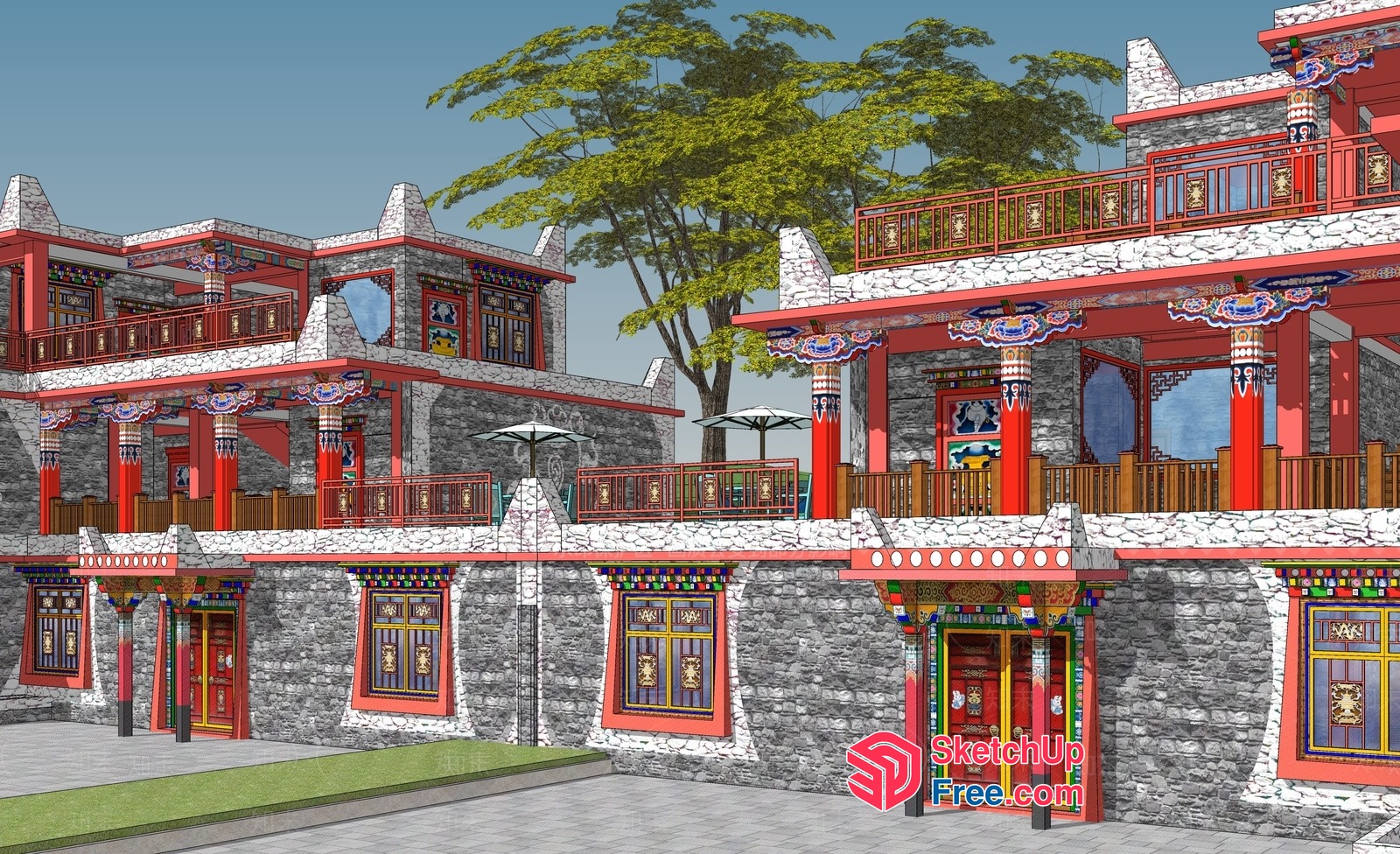 Traditional Asian Temple Exterior 3D SketchUp File