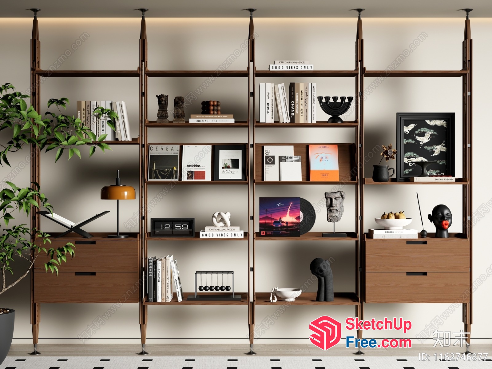 Decorative Shelf With Modern Furniture And Home Decor 3D SketchUp File