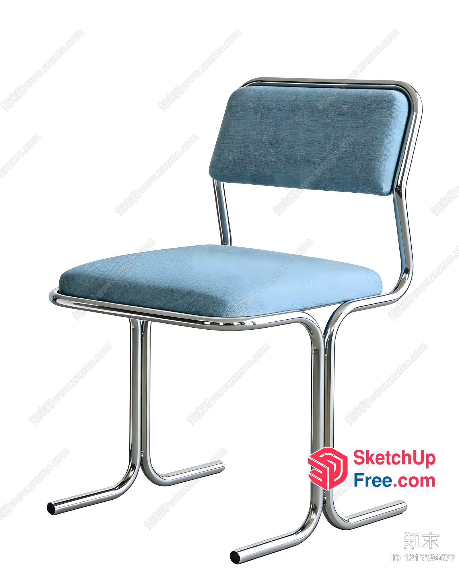 Light Blue Chair With Chrome Frame 3D SketchUp File