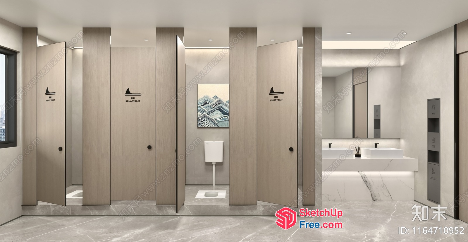 Modern Bathroom Stall Design With Minimalist Decor 3D SketchUp File