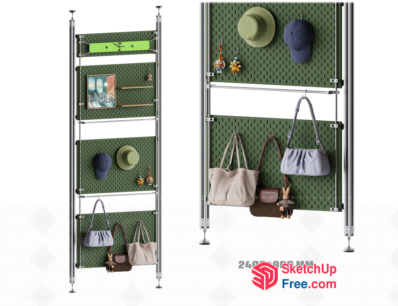 Metal Frame Wall Organizer With Accessories 3D SketchUp File