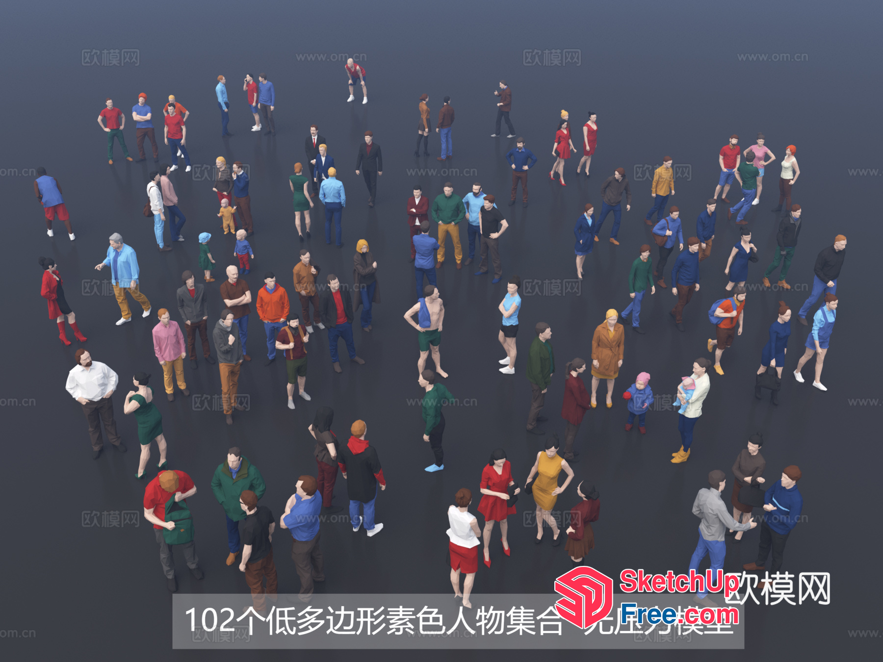 Crowd Of People Standing In A Circle 3D SketchUp File