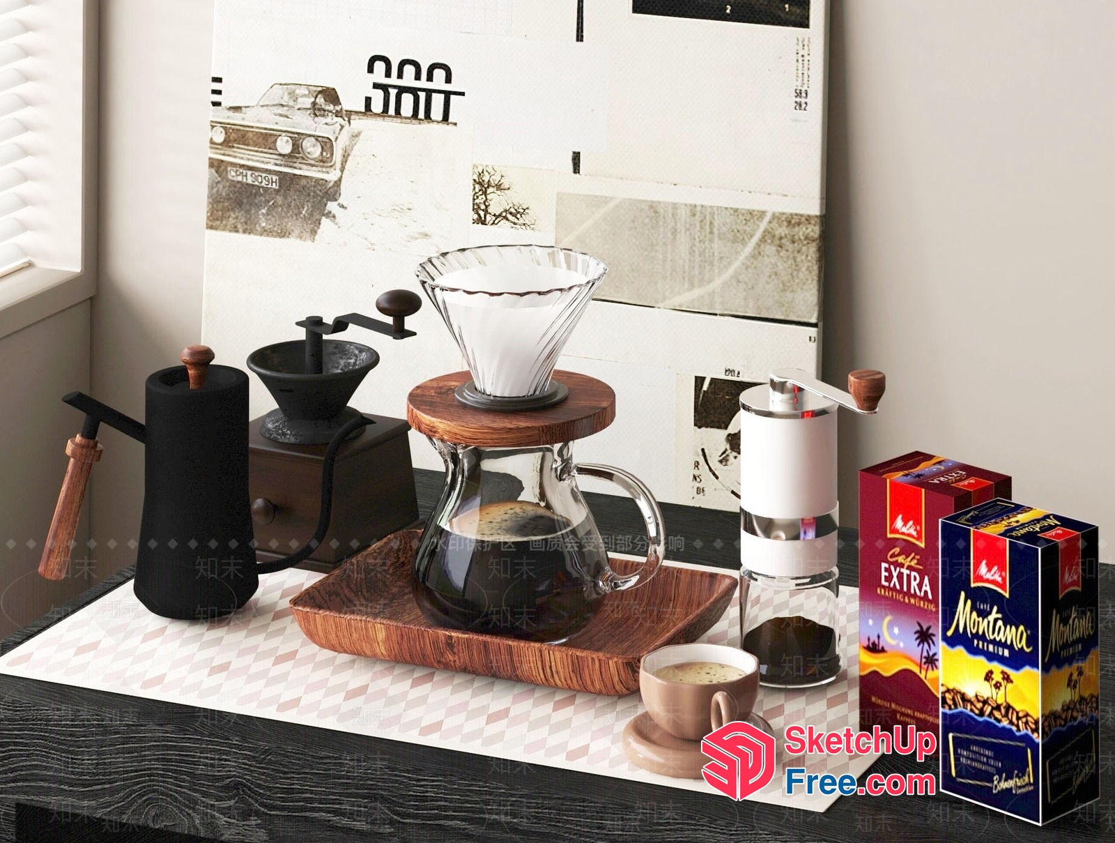 Coffee Bar With Various Brewing Methods And Montana Premium Coffee 3D SketchUp File