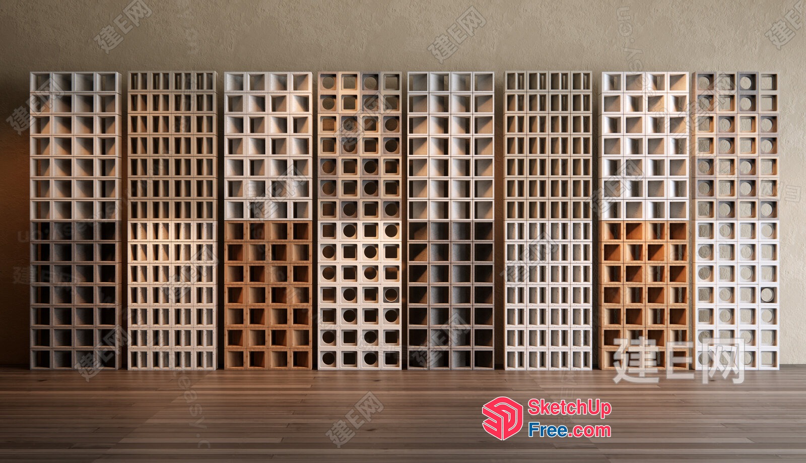 Modern Glass Brick Wall Design 3D SketchUp File