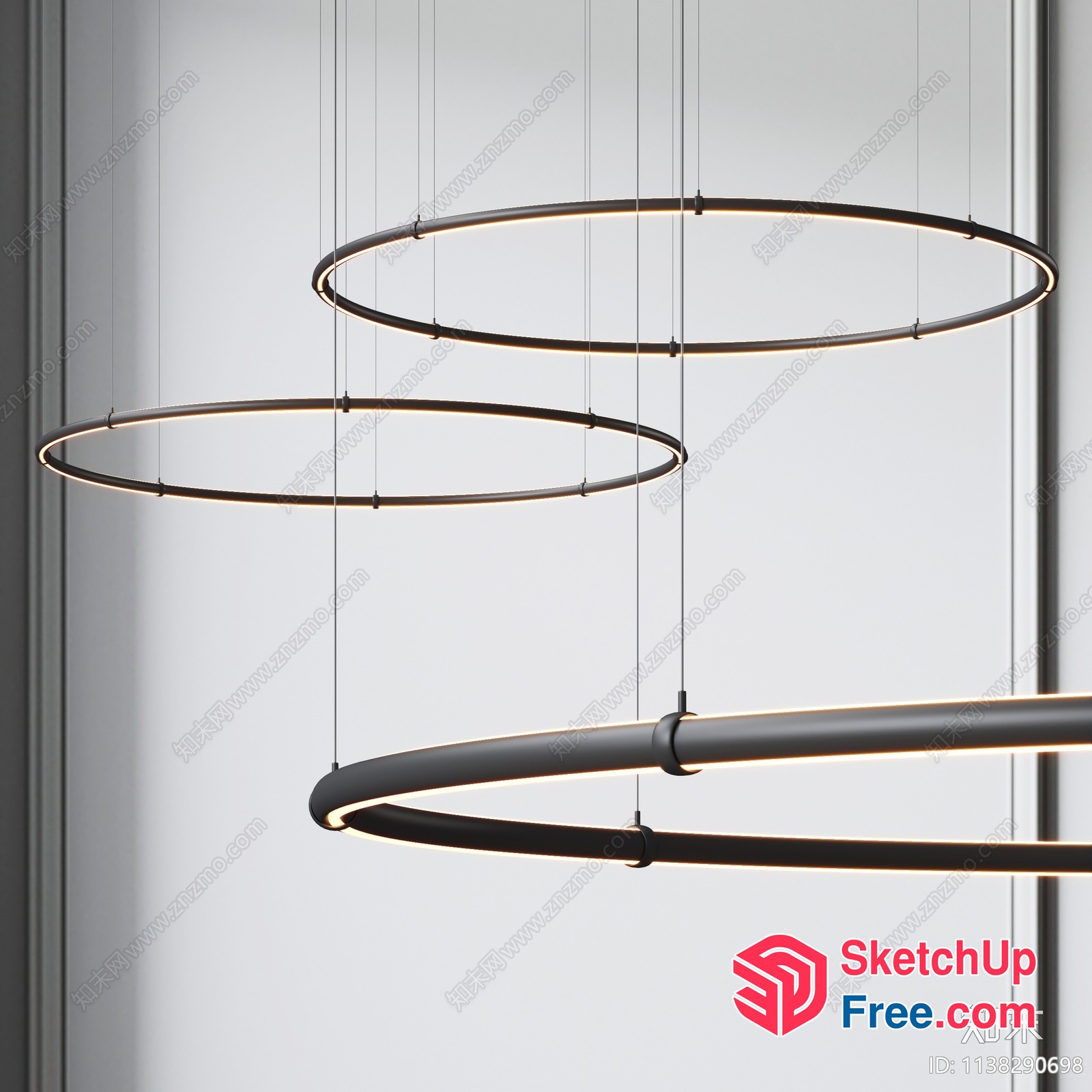 Elegant Suspended Light Fixture 3D SketchUp File