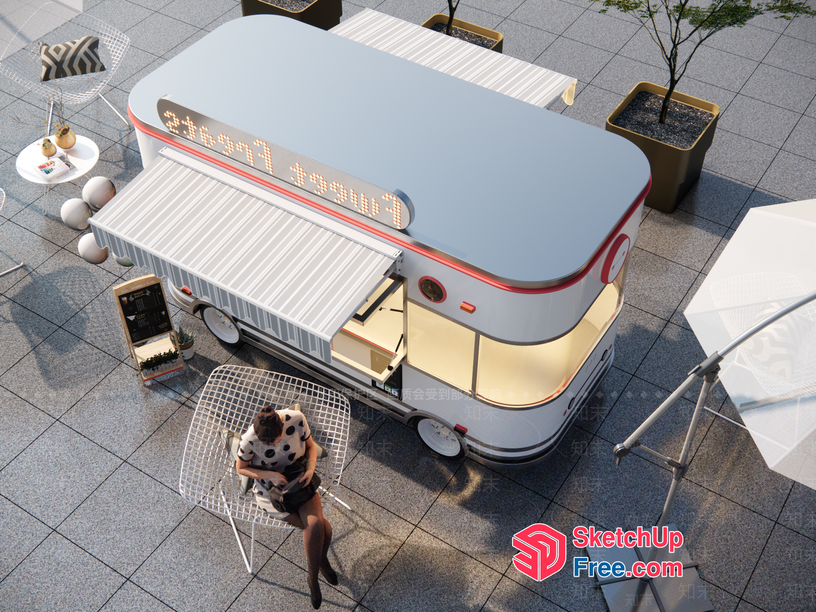 Food Truck Serving Classic American Style Cuisine 3D SketchUp File