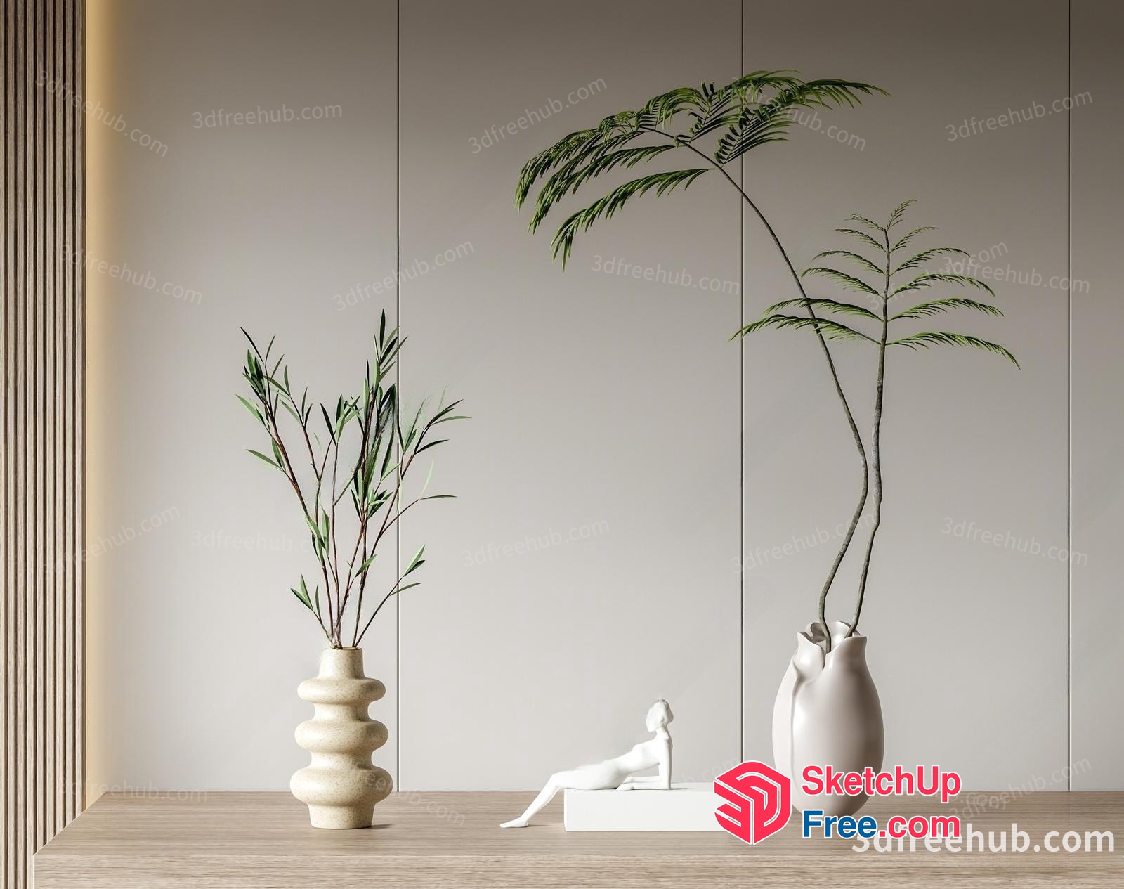 Minimalist Interior Decor With Potted Plants 3D SketchUp File