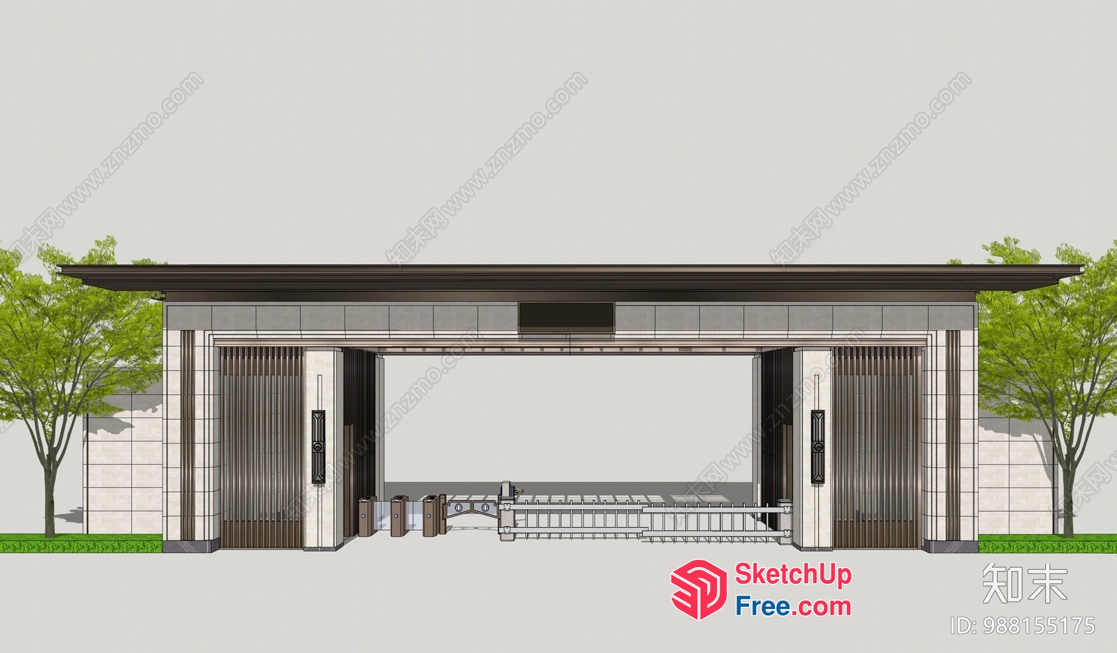 Entrance Gate With Elevator And Stairs 3D SketchUp File