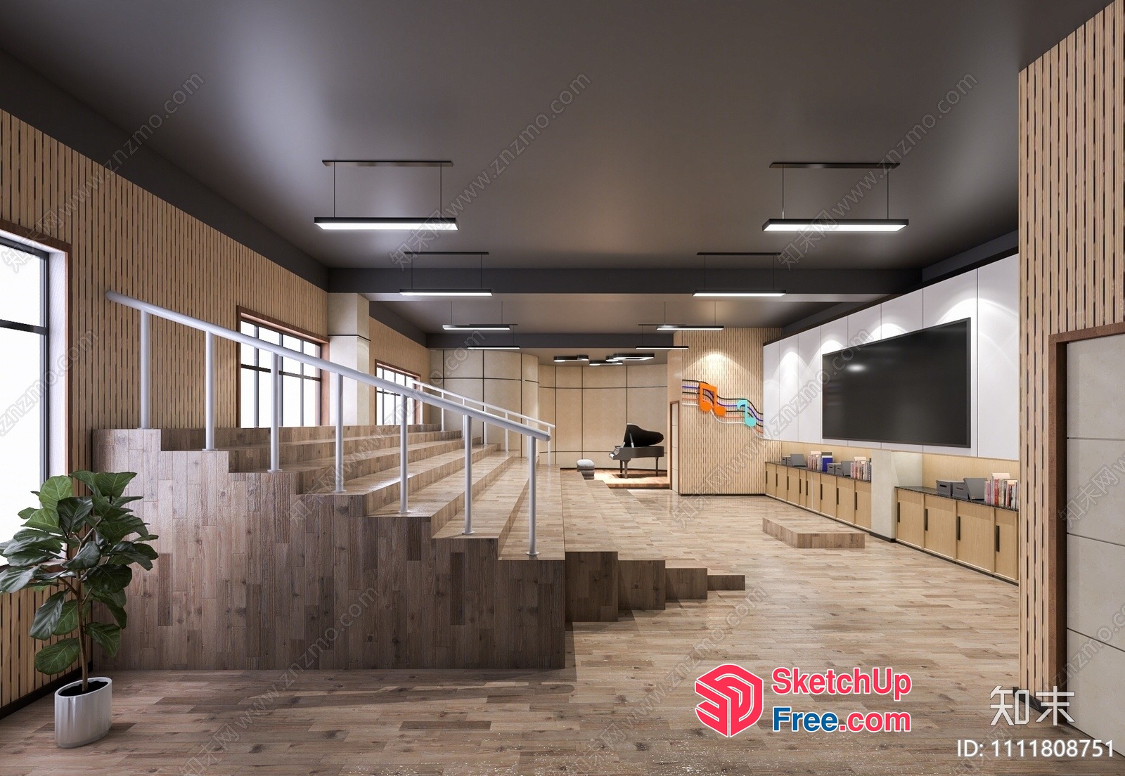 Staircase In Modern Office Building 3D SketchUp File