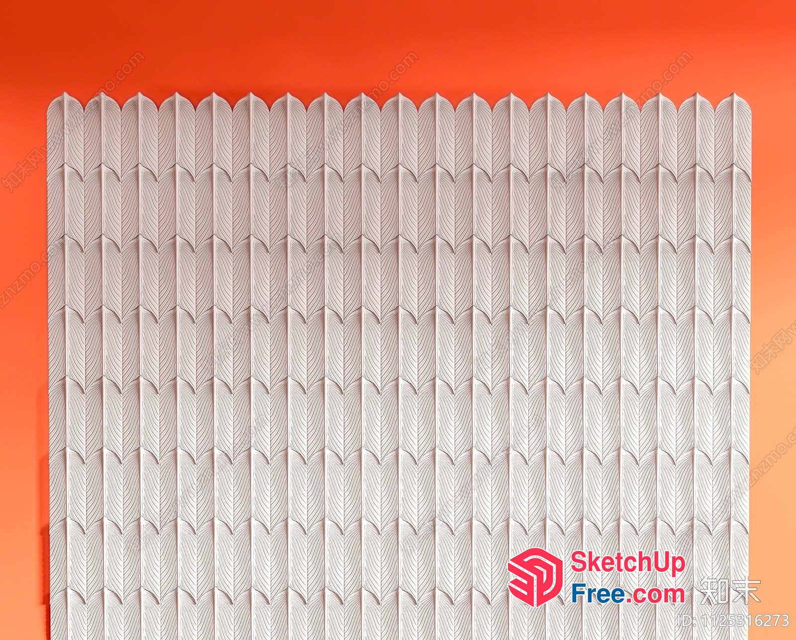 Feather Patterned Wall Decoration 3D SketchUp File