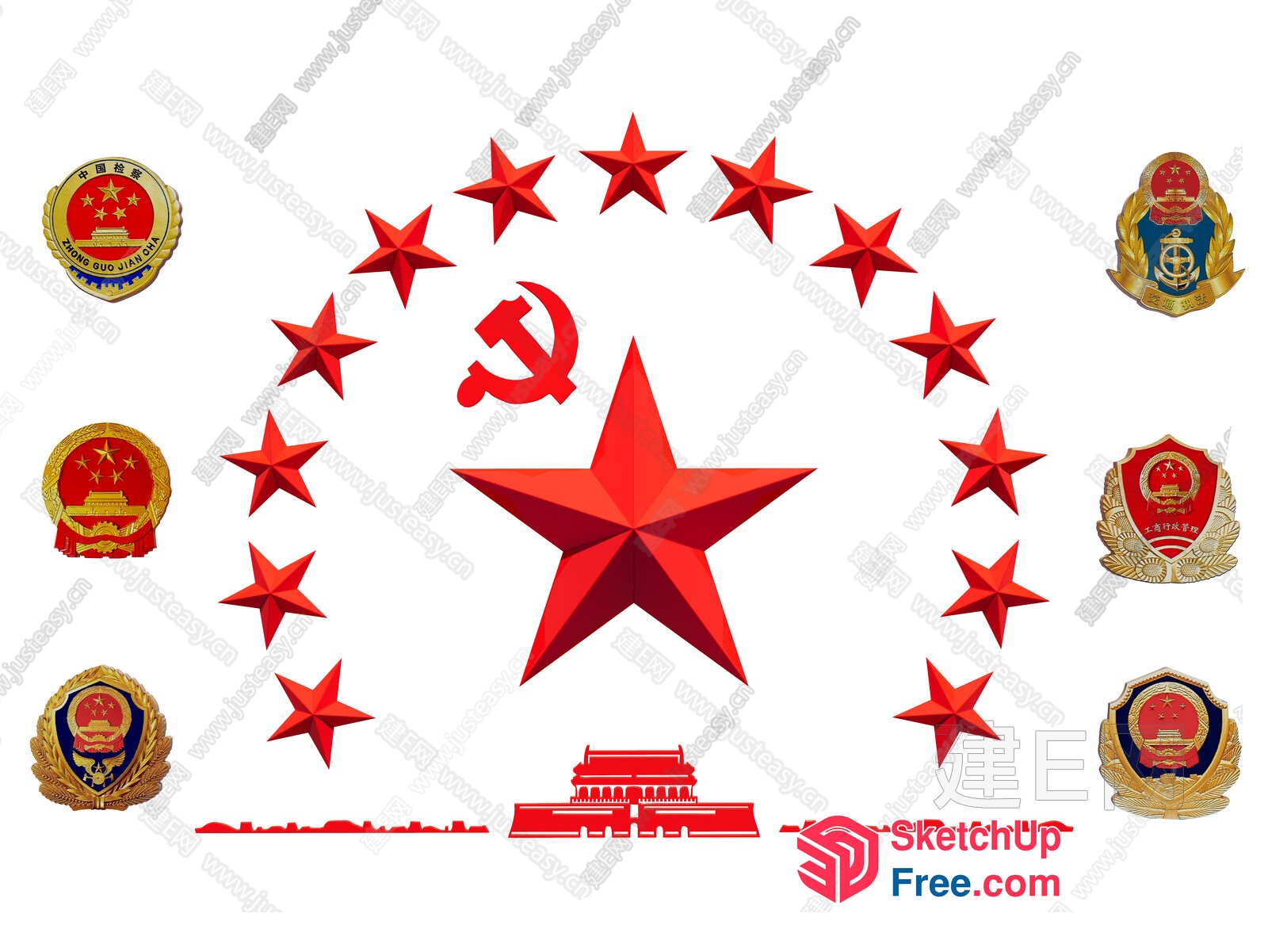 Red Star And Emblem Arrangement 3D SketchUp File